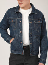 เสื้อแจ็คเก็ตผู้ชาย คอลเลคชั่น BIKER LOOK ทรงตรง สียีนส์กลาง