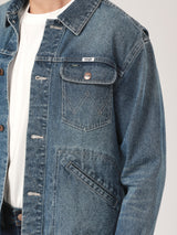 เสื้อแจ็คเก็ตผู้ชาย คอลเลคชั่น BIKER LOOK ทรงตรง สียีนส์กลาง