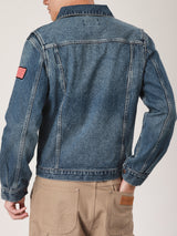 เสื้อแจ็คเก็ตผู้ชาย คอลเลคชั่น BIKER LOOK ทรงตรง สียีนส์กลาง