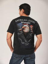 เสื้อยืดแขนสั้นผู้ชาย คอลเลคชั่น BIKER LOOK ทรงตรง สีดำ