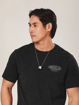 เสื้อยืดแขนสั้นผู้ชาย คอลเลคชั่น BIKER LOOK ทรงตรง สีดำ