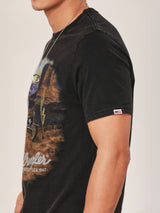 เสื้อยืดแขนสั้นผู้ชาย คอลเลคชั่น BIKER LOOK ทรงตรง สีดำ