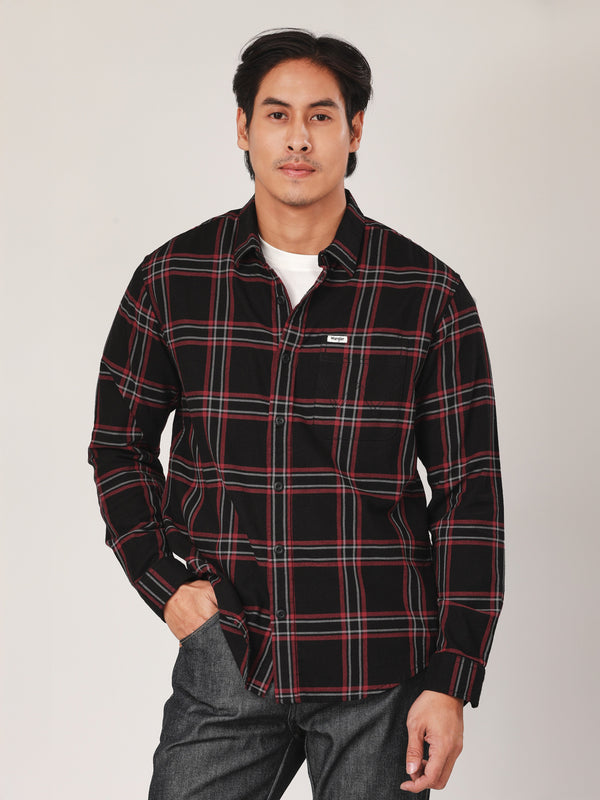 REGULAR FIT MEN'S LONG SLEEVE SHIRT BLACK