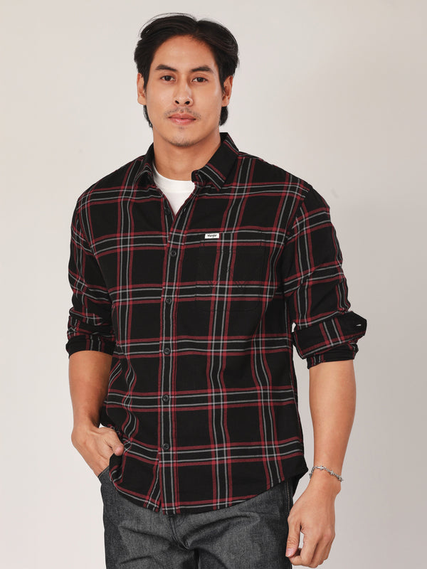 REGULAR FIT MEN'S LONG SLEEVE SHIRT BLACK