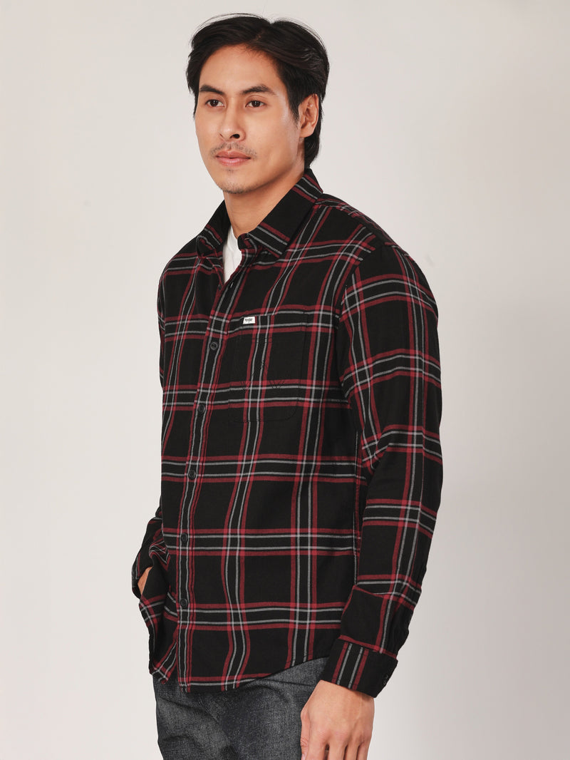 REGULAR FIT MEN'S LONG SLEEVE SHIRT BLACK