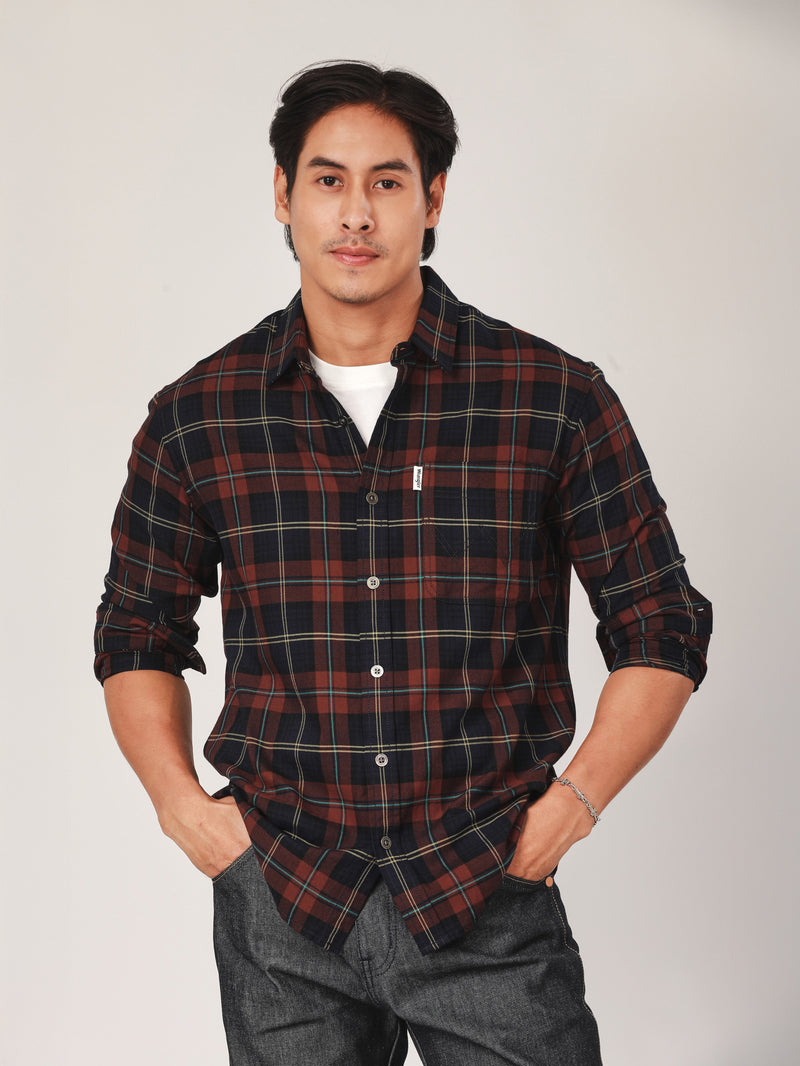 REGULAR FIT MEN'S LONG SLEEVE SHIRT RED