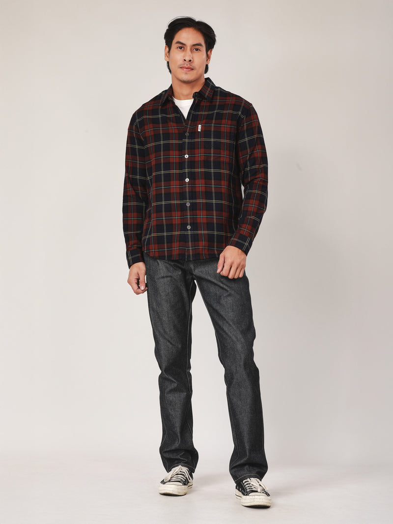 REGULAR FIT MEN'S LONG SLEEVE SHIRT RED