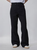 กางเกงยีนส์ผู้หญิง LOOSE FIT เอวสูง ทรงหลวม สีดำ