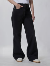 กางเกงยีนส์ผู้หญิง LOOSE FIT เอวสูง ทรงหลวม สีดำ