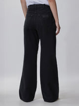 กางเกงยีนส์ผู้หญิง LOOSE FIT เอวสูง ทรงหลวม สีดำ