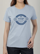 เสื้อยืดแขนสั้นผู้หญิง ทรงตรง สีฟ้า