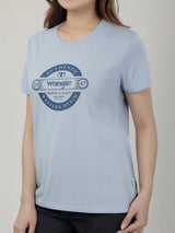 เสื้อยืดแขนสั้นผู้หญิง ทรงตรง สีฟ้า