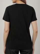 เสื้อยืดแขนสั้นผู้หญิง ทรงตรง สีดำ