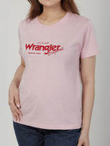 เสื้อยืดแขนสั้นผู้หญิง ทรงตรง สีชมพู