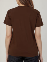 เสื้อยืดแขนสั้นผู้หญิง ทรงตรง สีน้ำตาล