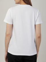 เสื้อยืดแขนสั้นผู้หญิง ทรงตรง สีขาว