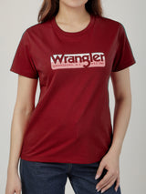 เสื้อยืดแขนสั้นผู้หญิง ทรงตรง สีแดง