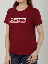 เสื้อยืดแขนสั้นผู้หญิง ทรงตรง สีแดง