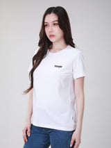 เสื้อยืดแขนสั้นผู้หญิง ทรงตรง สีขาว