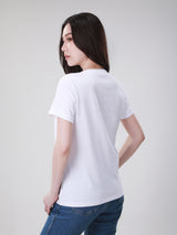 เสื้อยืดแขนสั้นผู้หญิง ทรงตรง สีขาว