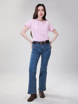 เสื้อยืดแขนสั้นผู้หญิง ทรงตรง สีชมพู