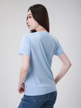 เสื้อยืดแขนสั้นผู้หญิง ทรงตรง สีฟ้า