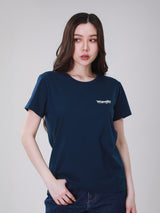 เสื้อยืดแขนสั้นผู้หญิง ทรงตรง สีกรมท่า