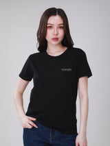 เสื้อยืดแขนสั้นผู้หญิง ทรงตรง สีดำ