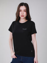 เสื้อยืดแขนสั้นผู้หญิง ทรงตรง สีดำ