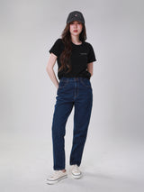 เสื้อยืดแขนสั้นผู้หญิง ทรงตรง สีดำ