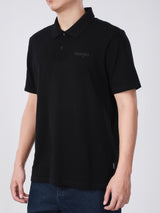 เสื้อยืดโปโลแขนสั้นผู้ชาย ทรงตรง สีดำ