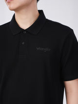 เสื้อยืดโปโลแขนสั้นผู้ชาย ทรงตรง สีดำ