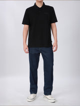 เสื้อยืดโปโลแขนสั้นผู้ชาย ทรงตรง สีดำ