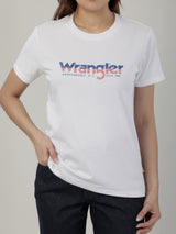 เสื้อยืดแขนสั้นผู้หญิง ทรงตรง สีขาว