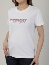 เสื้อยืดแขนสั้นผู้หญิง ทรงตรง สีขาว