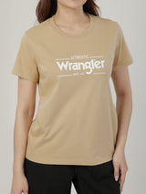 เสื้อยืดแขนสั้นผู้หญิง ทรงตรง สีเบจ