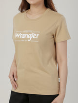 เสื้อยืดแขนสั้นผู้หญิง ทรงตรง สีเบจ