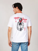 เสื้อยืดแขนสั้นผู้ชาย คอลเลคชั่น WRANGLER LEGENDS ทรงตรง สีครีม