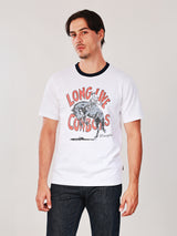 เสื้อยืดแขนสั้นผู้ชาย คอลเลคชั่น WRANGLER LEGENDS ทรงตรง สีครีม