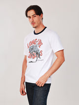 เสื้อยืดแขนสั้นผู้ชาย คอลเลคชั่น WRANGLER LEGENDS ทรงตรง สีครีม