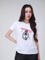 เสื้อยืดแขนสั้นผู้หญิง คอลเลคชั่น WRANGLER LEGENDS ทรงตรง สีครีม