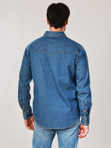 REGULAR FIT WRANGLER LEGENDS COLLECTION MEN'S LONG SLEEVE SHIRT MID INDIGO
