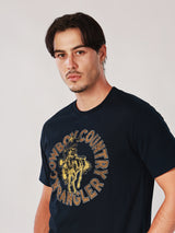 เสื้อยืดแขนสั้นผู้ชาย คอลเลคชั่น WRANGLER LEGENDS ทรงตรง สีกรมท่า