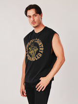 เสื้อยืดแขนกุดผู้ชาย คอลเลคชั่น WRANGLER LEGENDS ทรงตรง สีดำ