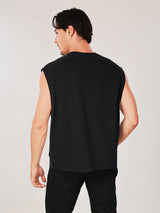 เสื้อยืดแขนกุดผู้ชาย คอลเลคชั่น WRANGLER LEGENDS ทรงตรง สีดำ