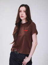 เสื้อยืดแขนสั้นผู้หญิง คอลเลคชั่น WRANGLER LEGENDS RELAXED FIT สีน้ำตาล
