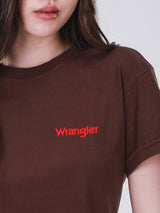 เสื้อยืดแขนสั้นผู้หญิง คอลเลคชั่น WRANGLER LEGENDS RELAXED FIT สีน้ำตาล