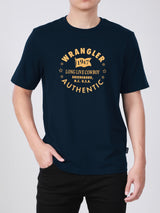 เสื้อยืดแขนสั้นผู้ชาย ทรงตรง สีกรมท่า