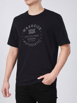 เสื้อยืดแขนสั้นผู้ชาย ทรงตรง สีดำ