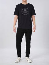 เสื้อยืดแขนสั้นผู้ชาย ทรงตรง สีดำ